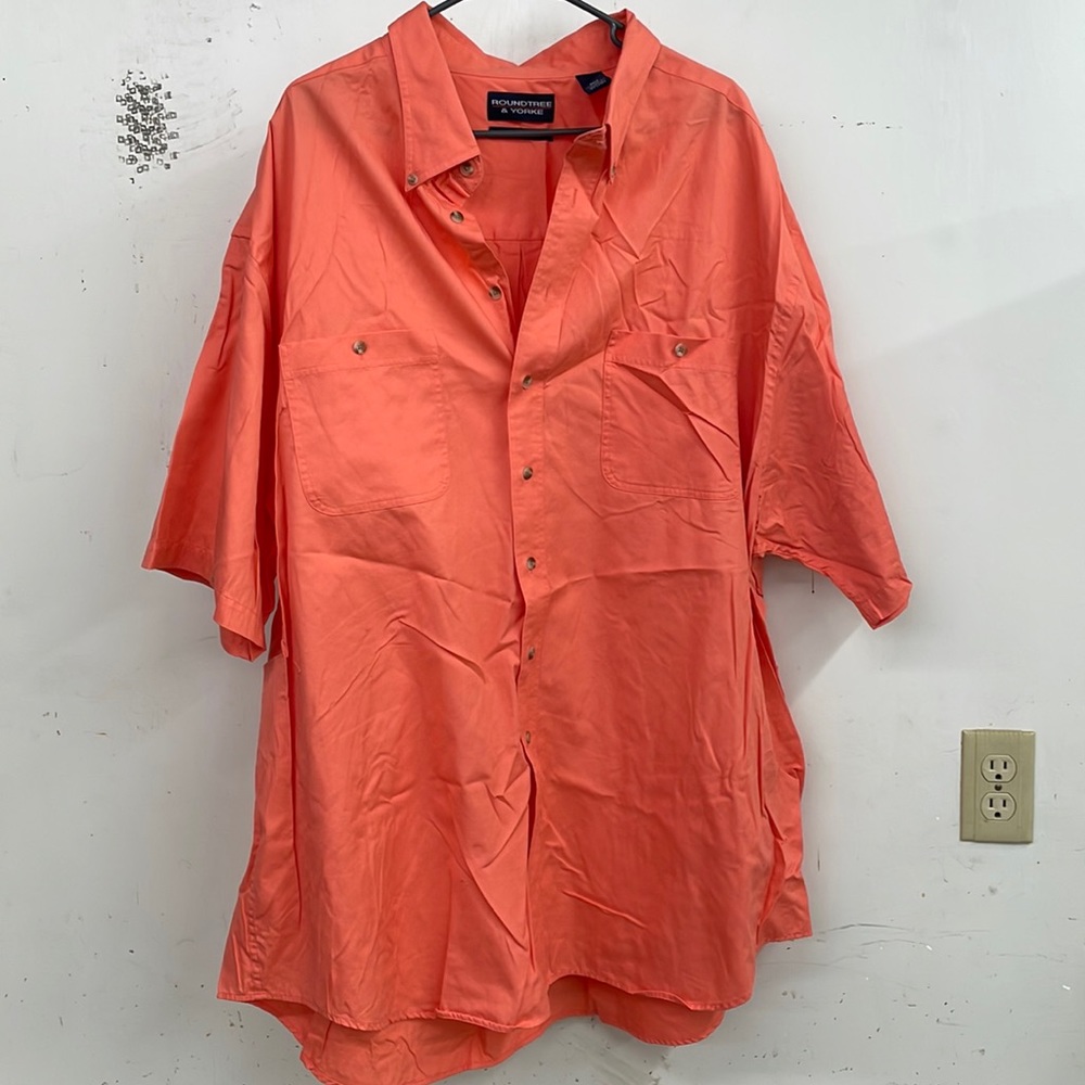 4XL Tall mens short sleeve peach dress shirt